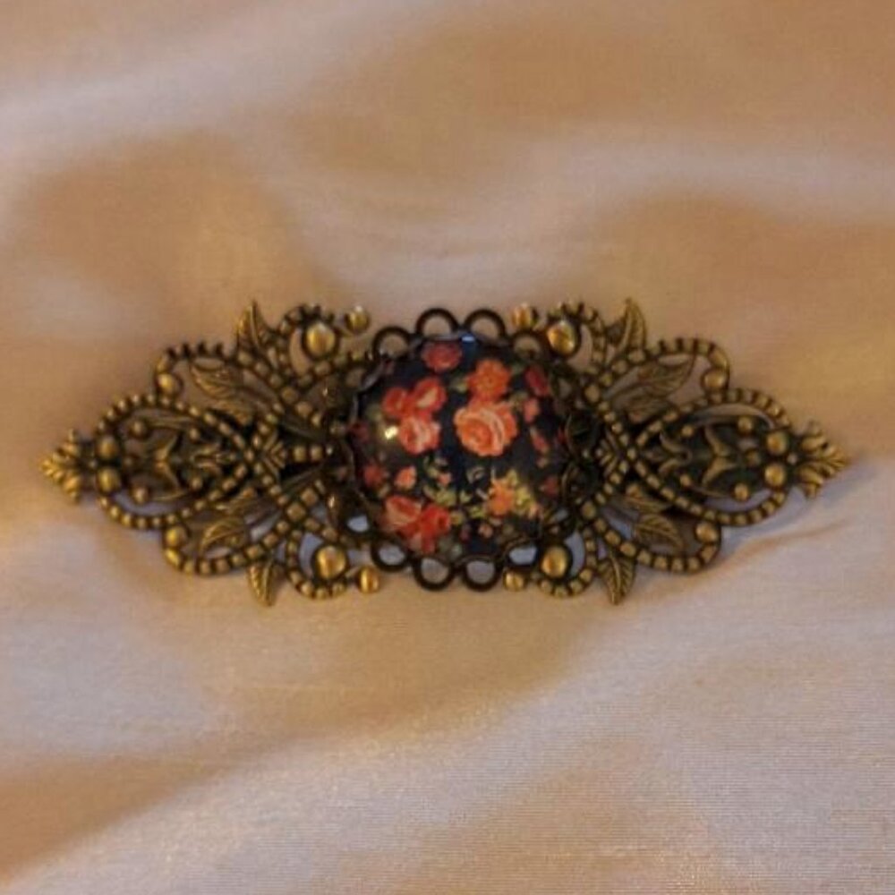 Rose Print Barrette